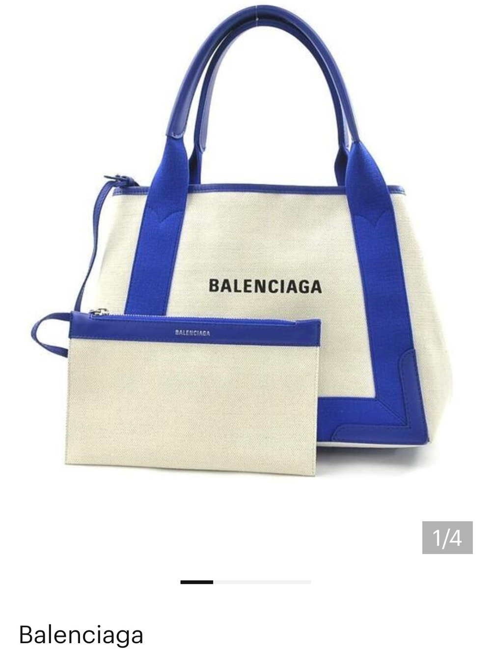 Gently Used Balenciaga Blue & Cream Canvas Tote Bag